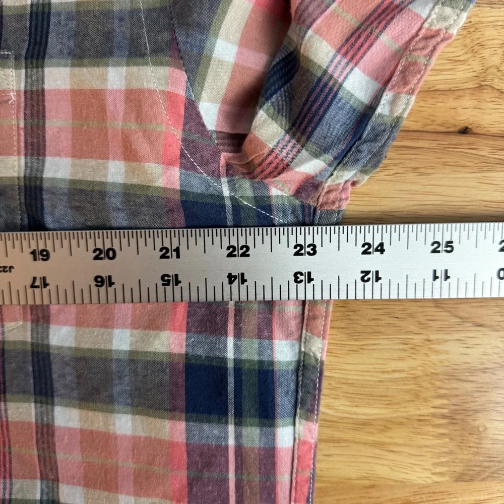 J. Crew‎ Men Large Pink Blue Summer Plaid Button Down Long Sleeve Shirt Cotton